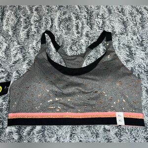NWT Champion Gray Rose Gold Bling Sports Bra XL Mesh Trim Girly